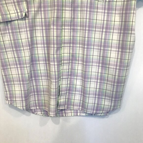 Sean John Men's Short Sleeve Button Front Collared Dress Shirt Sz XXL Gray Plaid - Picture 6 of 14